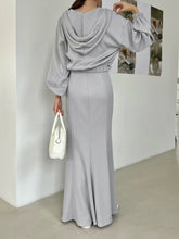 DAZY Drop Shoulder Drawstring Hoodie & Mermaid Hem Skirt